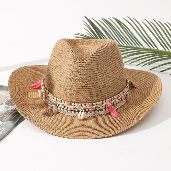 chapeau femme cowboy avec coquillages