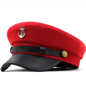 chapeau marin rouge et noir