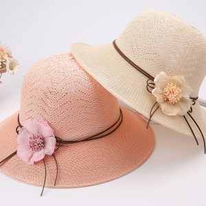 chapeau femme en paille avec fleur