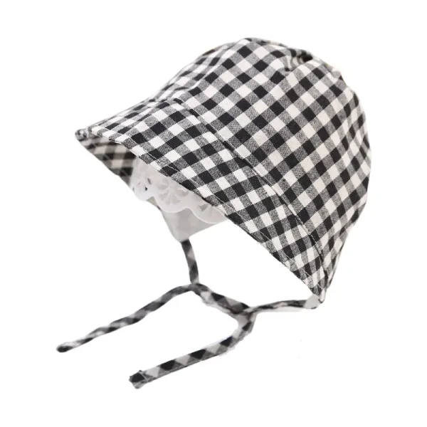 chapeau bébé motif vichy noir