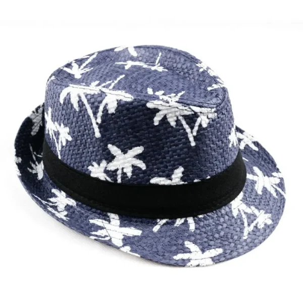 chapeau de paille enfant bleu palmier