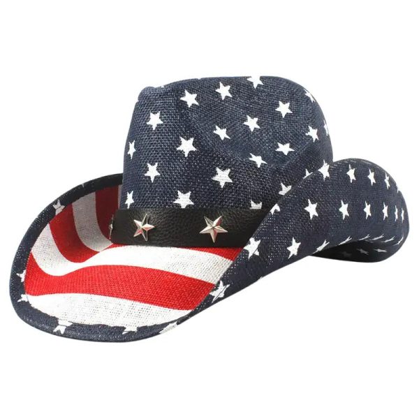 chapeau de cowboy bleu blanc rouge