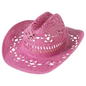 chapeau cowgirl rose en paille